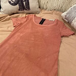 Pink Faux Velvet Bodycon Dress